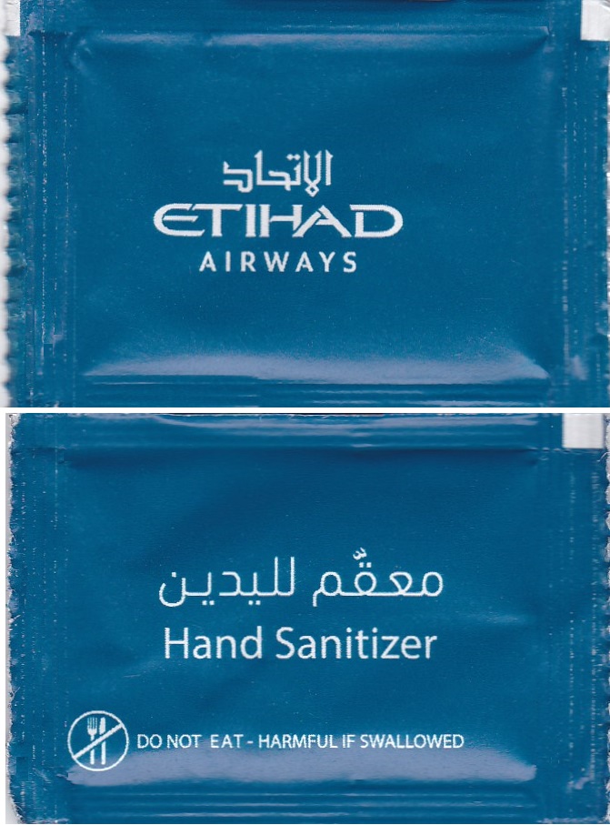 Etihad Airways hand sanitizer sachet